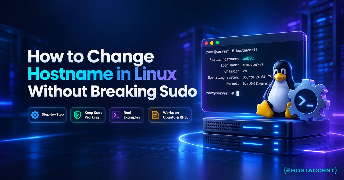 How to change hostname in Linux using hostnamectl, with /etc/hosts updated to prevent the sudo resolve error