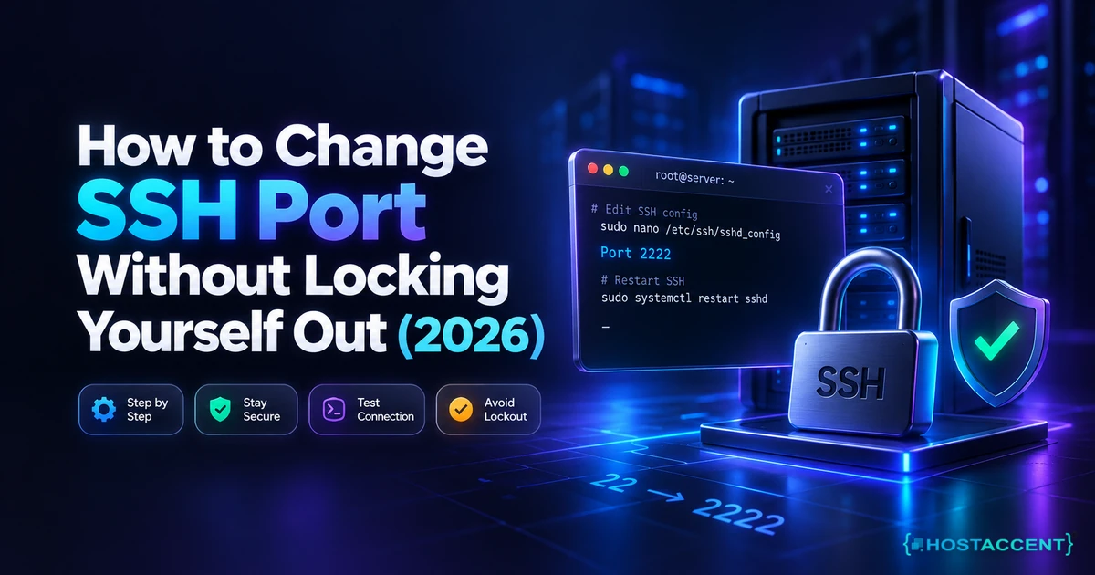 How to change SSH port safely: sshd_config edit, firewall rule and the Ubuntu ssh.socket fix, tested in 2026